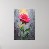Toile Red Rose with Stem Texture Abstract Wall Art (Recto)