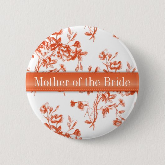 Toile Red Roses Wedding Rehearsal Button (Voorkant)