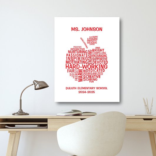 Toile Red Teacher Appréciation Typographie Apple