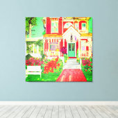 Toile Red Victorian House Lush Yard (Insitu (Plancher de Bois))