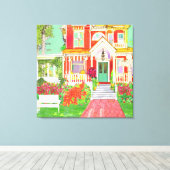 Toile Red Victorian House Lush Yard (Insitu (Plancher de Bois))