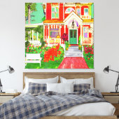 Toile Red Victorian House Wrap Around Porch (Insitu(Chambre))