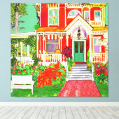 Toile Red Victorian House Wrap Around Porch (Insitu (Plancher de Bois))