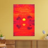 Toile Reflet carmin - Coucher de soleil sur le lac (Insitu(Salon))