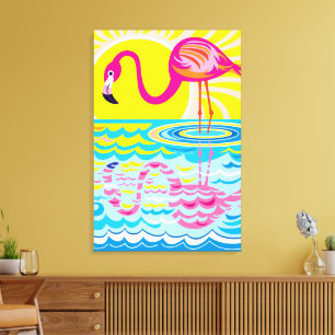 Toile Reflet de flamant rose
