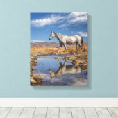 Toile Reflet d'étang de désert de cheval blanc Art (Insitu (Plancher de Bois))