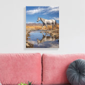 Toile Reflet d'étang de désert de cheval blanc Art (Insitu(Salon))