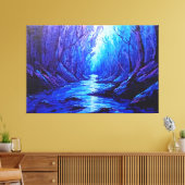 Toile Reflets bleus dans la forêt mystique (Insitu(Salon))