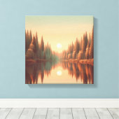 Toile Reflets de coucher de soleil doré par le lac Quiet (Insitu (Plancher de Bois))