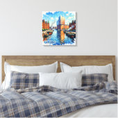 Toile Reflets de lumière dans le port de Hambourg sur to (Insitu(Chambre))