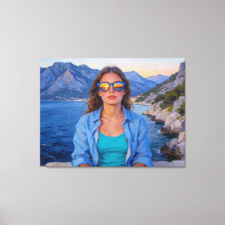 Toile Reflets du coucher de soleil méditerranéen – Moder