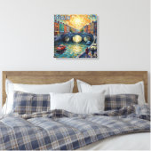 Toile Reflets du coucher de soleil sur le canal de Dubli (Insitu(Chambre))