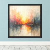 Toile Réflexion Abstraite du coucher de soleil (Insitu (Plancher de Bois))