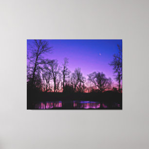 Toile Réflexion de Neon Art Sunrise Lake