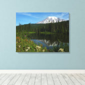 Toile Réflexion du lac Rainier avec Fleurs sauvages (Insitu (Plancher de Bois))