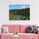 Toile Réflexion du lac Rainier avec Fleurs sauvages (Insitu(Salon))