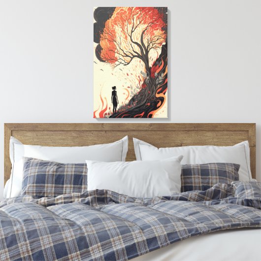 Toile Réflexion d'une femme sur la forêt en feu (Insitu(Chambre))