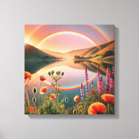 Toile Réflexion enchantée : Oasis arc-en-ciel double (Recto)