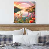 Toile Réflexion enchantée : Oasis arc-en-ciel double (Insitu(Chambre))