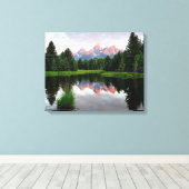 Toile Réflexions de Grand Teton sur l'étang Beaver (Insitu (Plancher de Bois))