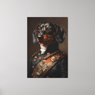 Toile Regal Dachshund en uniforme militaire napoléonien