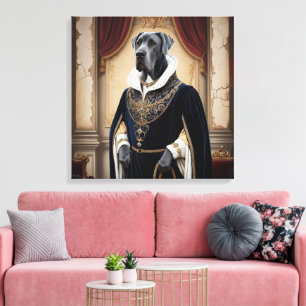 Toile Regal Dog dans Renaissance Attire - Art numérique 