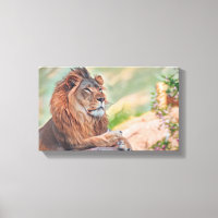 Regal Lion Bain De Soleil Avec Fleurs Art Graphiqu
