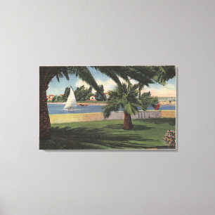 Toile Regardez de l'île de Collins, voilier sur l'eau