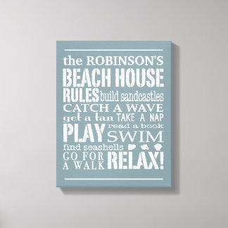 Toile Règles de la maison de plage familiale personnalis
