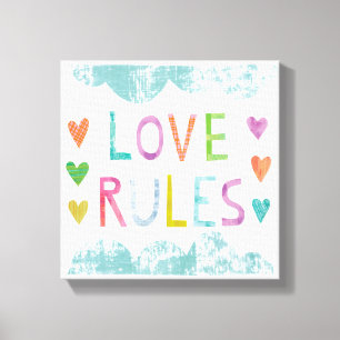 Toile Règles magiques d'amour avec des coeurs