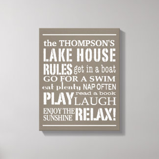 Toile Règles personnalisées de Family Lake House Brown |
