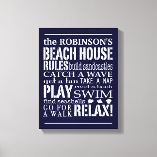 Toile Règles personnalisées Family Beach House Marine | 