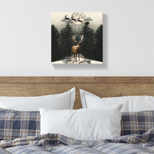 Toile Reindeer & Père Noël Sleigh Canvas de Noël (Insitu(Chambre))