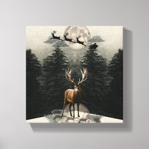 Toile Reindeer & Père Noël Sleigh Canvas de Noël