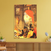 Toile Reine d'Afrique et fils avec Lion dans le palais (Insitu(Salon))