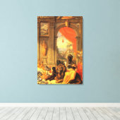 Toile Reine d'Afrique et fils avec Lion dans le palais (Insitu (Plancher de Bois))