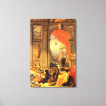 Reine d'Afrique et fils avec Lion dans le palais