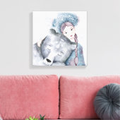 Toile Reine des neiges et ours polaire dans l'aquarelle  (Insitu(Salon))