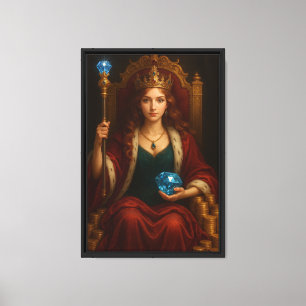 Toile Reine royale avec Gem Bleu et Trône Doré