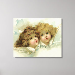 Toile Religion Vintage, Anges Victoriennes dans les Nuag