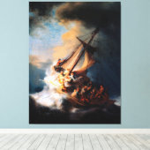 Toile Rembrandt - La tempête de la mer de Galilée (Insitu (Plancher de Bois))