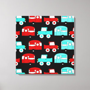 Toile Remorque de camping Turquoise Red Vintage RV