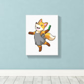 Toile Renard comme coiffeur avec ciseaux (Insitu (Plancher de Bois))