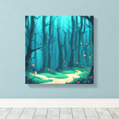 Toile Renard curieux sur le chemin forestier (Insitu (Plancher de Bois))