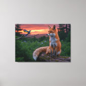 Toile Renard et Oiseau au Coucher de Soleil – Forêt Tran (Recto)