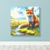 Toile Renard rouge assis par Stream Stretted Canvas Impr (Insitu (Plancher de Bois))