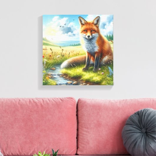 Toile Renard rouge assis par Stream Stretted Canvas Impr (Insitu(Salon))