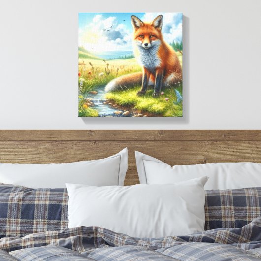 Toile Renard rouge assis par Stream Stretted Canvas Impr (Insitu(Chambre))