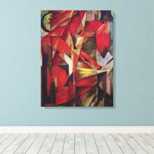 Toile Renards par Franz Marc, Art Cubiste Abstrait Vinta
