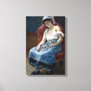 Toile Renoir Jeune Fille Endormie Avec Chat Art Classiqu